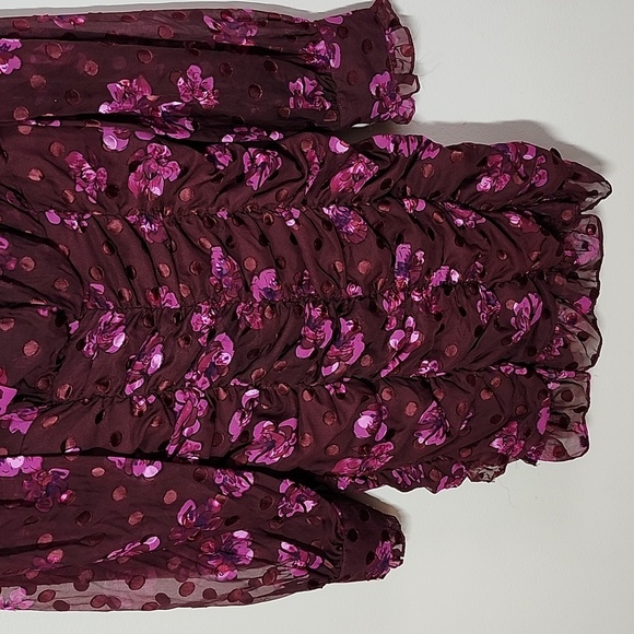 ASTR The Label Rosalee Floral Ruched Burnout Dress Wedding Guest Cocktail Dress - Picture 5 of 12